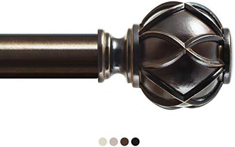 KAMANINA 1 Inch Curtain Rod Single Drapery Rod 72 to 144 Inches, Netted Texture Finials, Antique ... | Amazon (US)