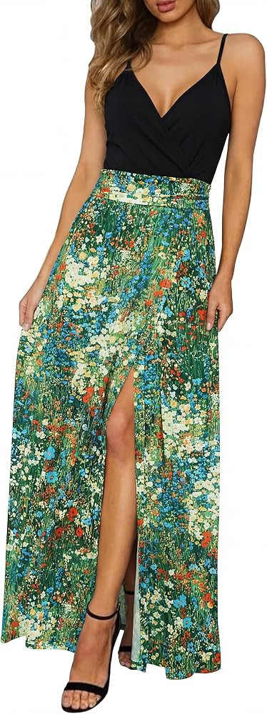 Newshows Women's 2026 Lightweight Summer Wedding Guest Beach Vacation Casual V Neck Split Flowy Maxi Dress | Amazon (US)