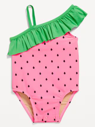 Printed One-Shoulder Ruffled One-Piece Swimsuit Set for Baby | Old Navy (US)