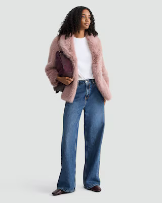F&F Faux Fur Coat in Pink | Tesco F&F