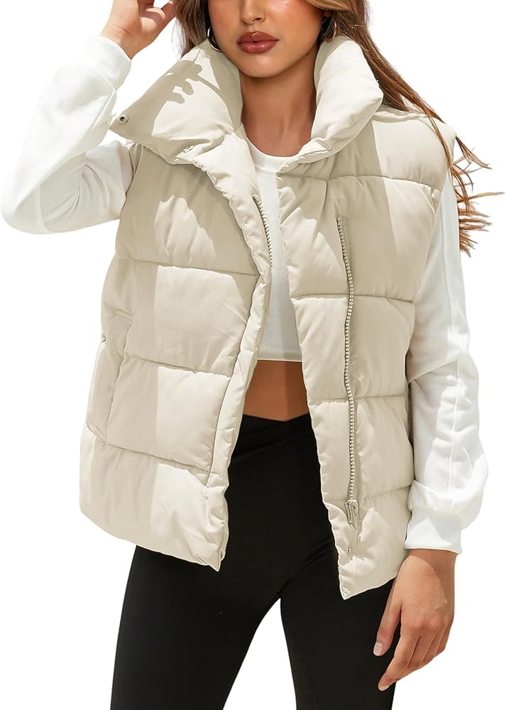 Himosyber Womens Puffer Vest Sleeveless Casual Loose Winter Warm Lightweight Stand Collar Down Ja... | Amazon (US)