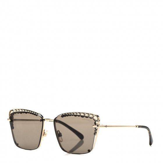 CHANEL Square Frame Pearl Sunglasses 4235-H Dark Grey | Fashionphile