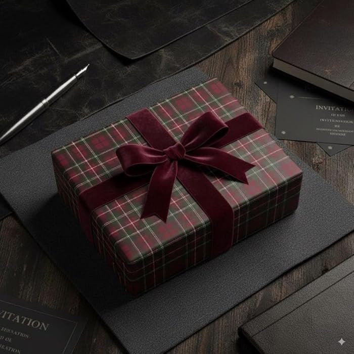 Red Dark Plaid Tartan Wrapping Paper Roll, Retro Checkered Gift Wrap Sheet for Christmas, Birthda... | Amazon (US)