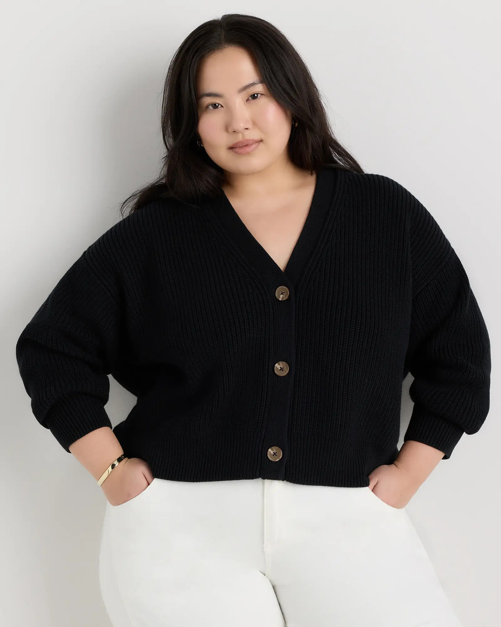 100% Organic Cotton Fisherman Boxy Cropped Cardigan | Quince