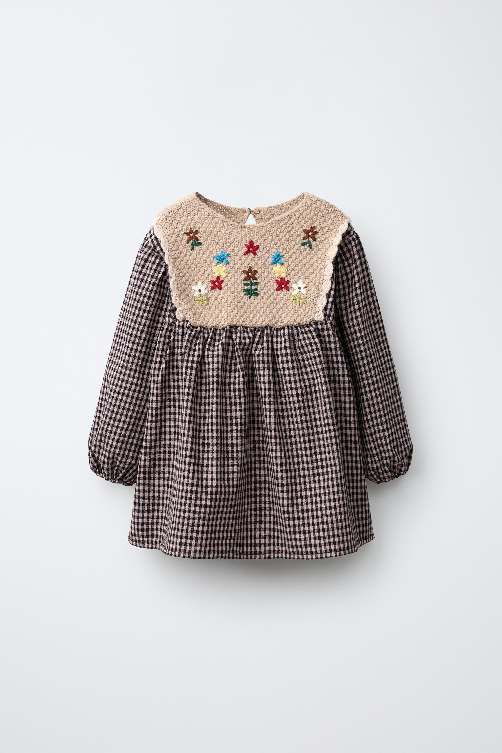 CHECKERED KNIT-DETAIL DRESS | Zara US