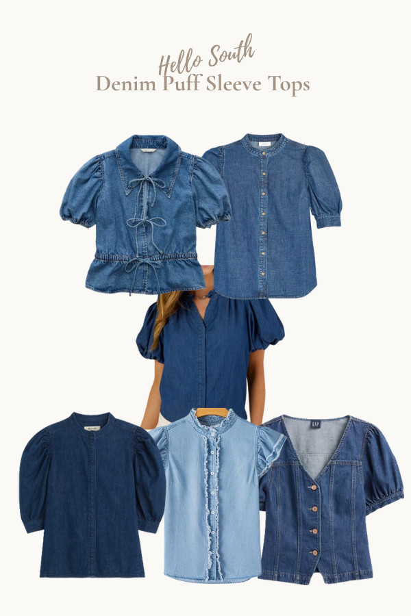Women's denim puff sleeve tops, a chic twist on a classic! These denim blouses with puff sleeves are perfect for casual outfits, southern style, and everyday wear. Pair them with jeans, skirts, or trousers for an easy, polished look. 

Great transitional tops for fall, spring, or year-round styling. Shop these denim puff sleeve blouses, button-up tops, and feminine jean shirts, timeless wardrobe staples for women over 40 & 50.  

 #LTKOver40 #LTKMidsize #LTKStyleTip
