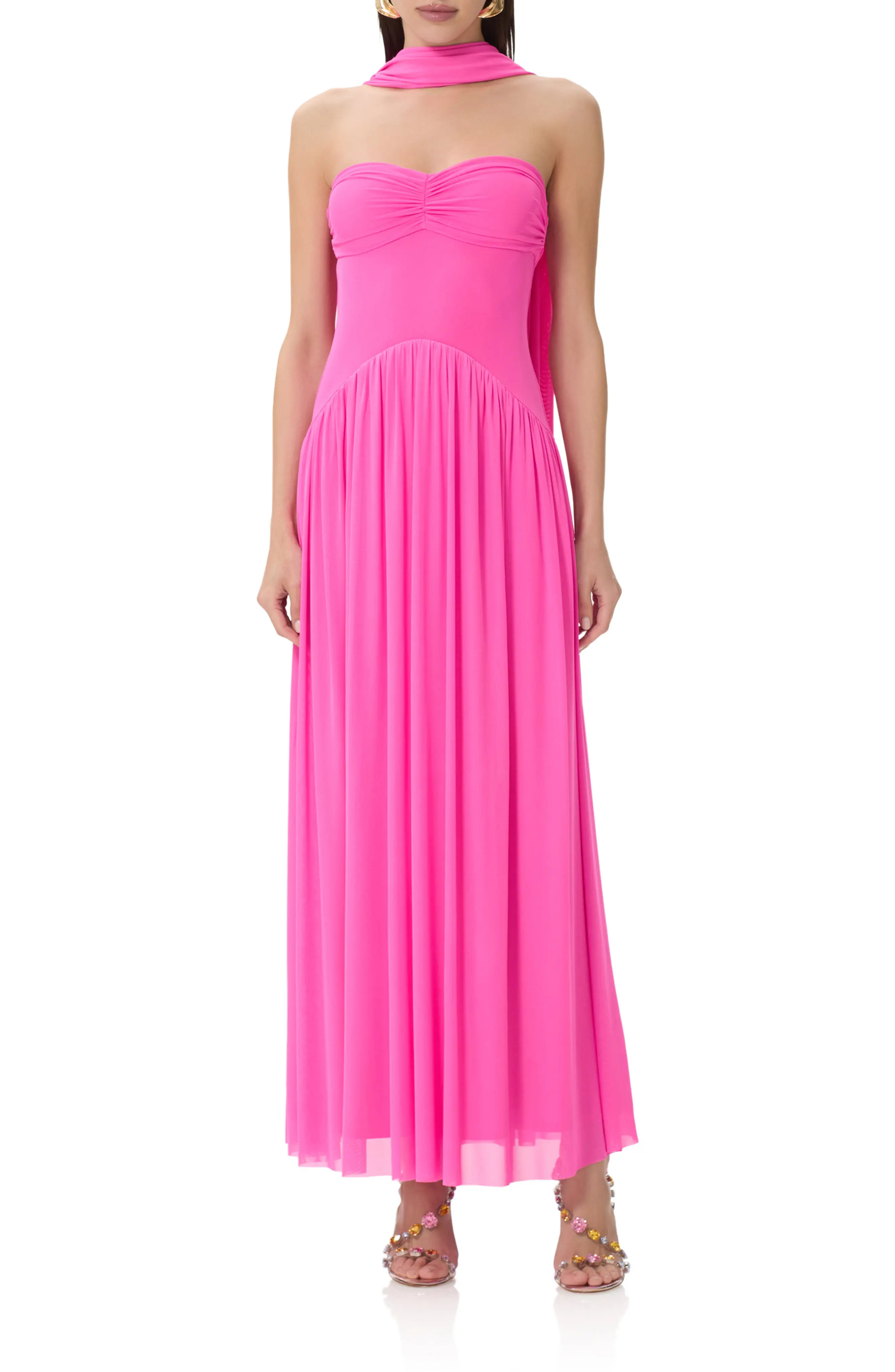 AFRM Rori Scarf Maxi Dress in Brilliant Pink at Nordstrom, Size Medium | Nordstrom
