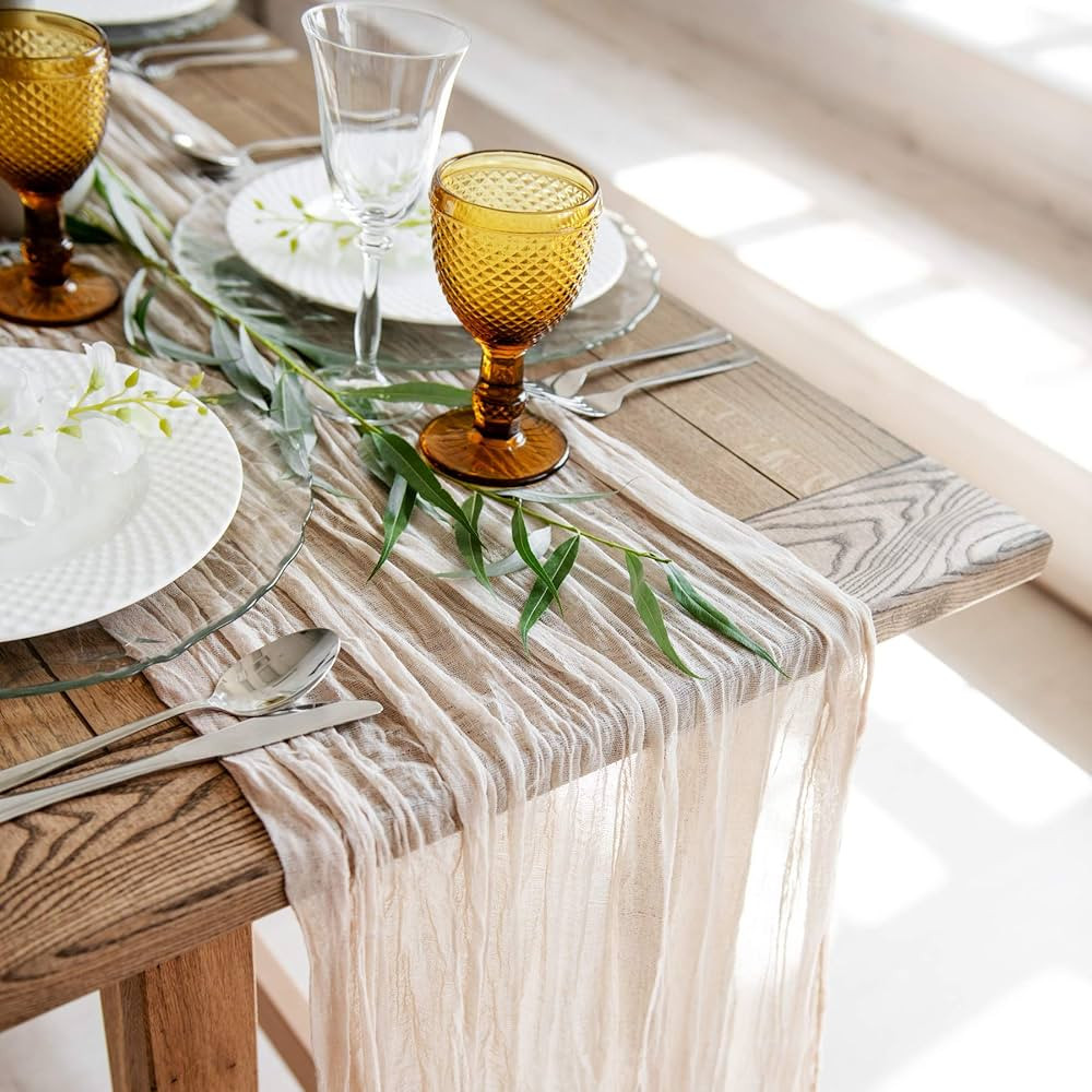 Gauze table runner bulk ivory nude cheesecloth table cloth - Holiday table runner for wedding - R... | Amazon (US)