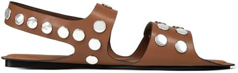Studded Flats Sandals for Women Open Toe Backless Slide Sandals Adjustable Double Strap Shoes wit... | Amazon (US)