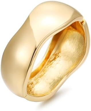 RAUCHBE Chunky Gold/Silver Bangle Bracelets for Women Thick Arm Cuff Bangle Bracelet Wrist Wrap B... | Amazon (US)