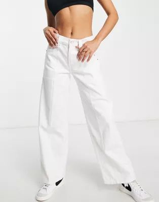 Topshop low rise wide leg jeans in white | ASOS (Global)