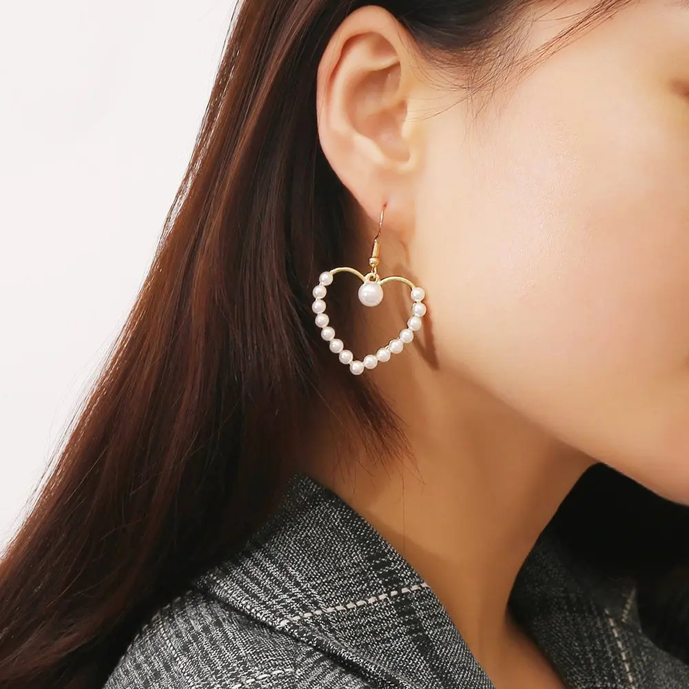 Pearl Heart Pendant Earrings | Rosegal US