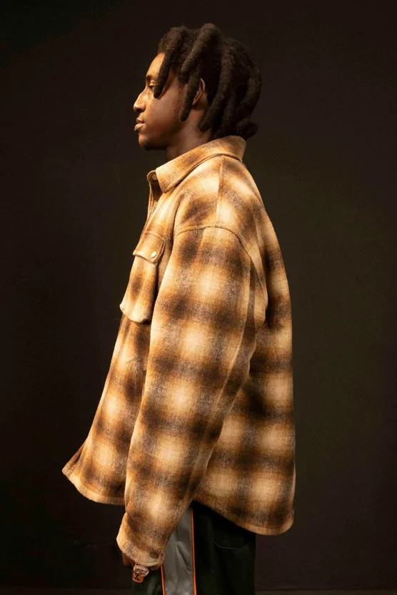 Oversized Padded Plaid Cargo Pocket Overshirt | boohooMAN (US & Canada)