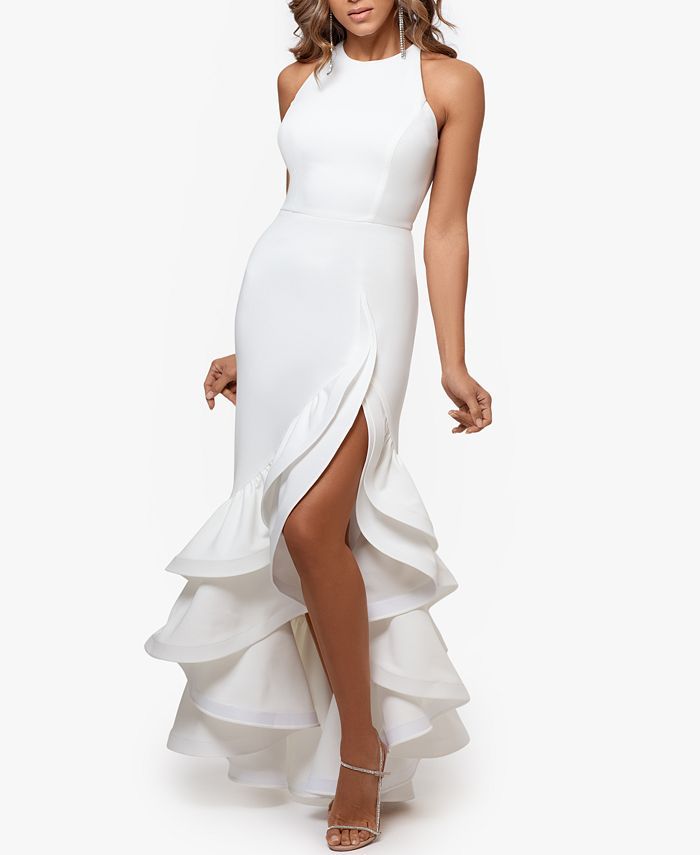 Betsy & Adam
          
        
  
      
          Tiered Ruffles Scuba Crepe Gown | Macys (US)