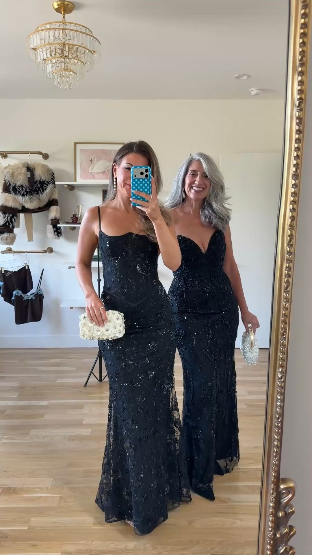 black gown with thin straps, a corset-style bodice, and sequined floral lace, black strapless gown with a sweetheart neckline and sequined floral lace mom and me formal wedding guest and mother of the bride dresses 💍✨

revolve code: tulip
mac duggal code: emerson10
lulus: emerson20

I’m 5’4” and wear a size small/2 

mom is 5’4” and wears a medium/6


fall wedding guest dresses, wedding guest dresses, cocktail dresses, semi-formal dresses, black tie wedding guest dresses, destination wedding guest dresses, garden party dresses, wedding guest outfit ideas, mom & me outfits, mom & me dresses, matching outfits, mother daughter outfits, family photo outfits, wedding guest dresses, mother of the bride, mother of the groom, wedding guest outfit ideas