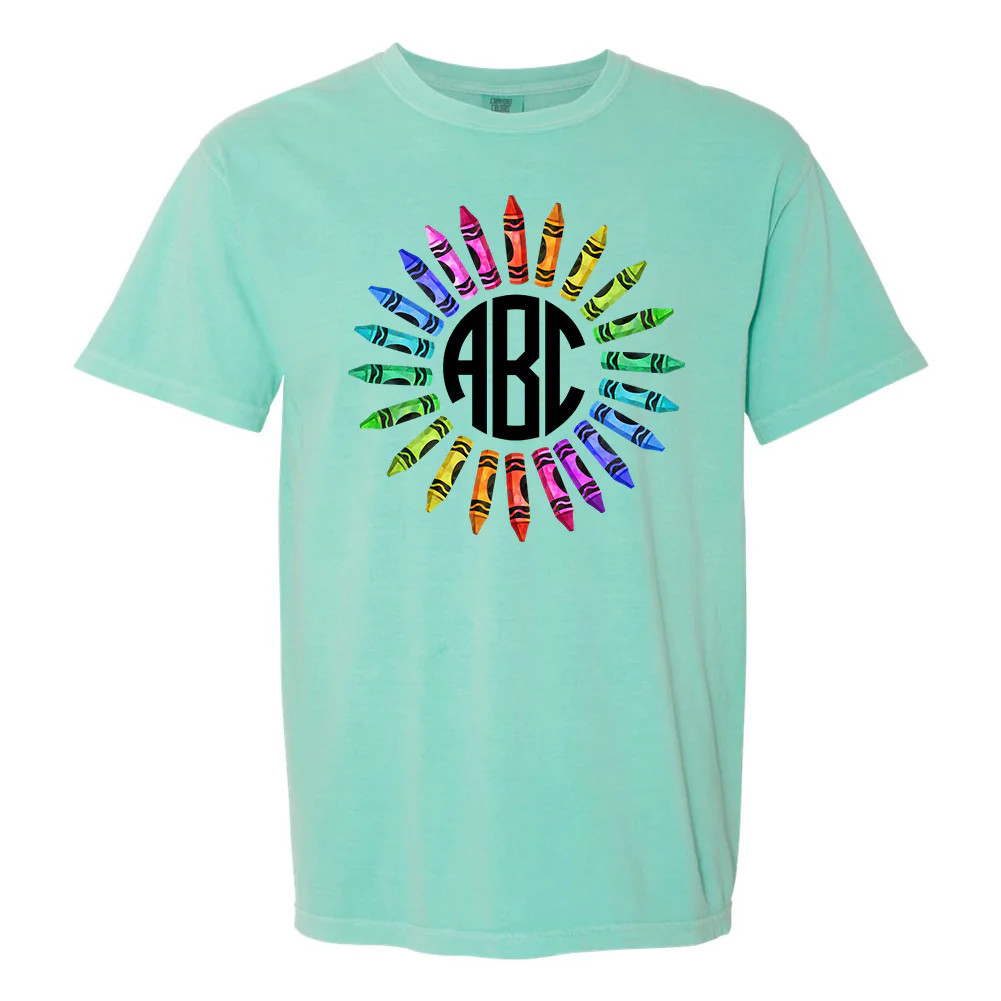 Monogrammed 'Watercolor Crayon Wreath' T-Shirt | United Monograms