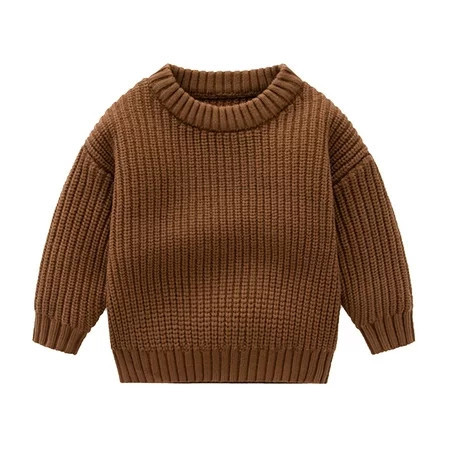 Infant Sweatshirt Toddler Baby Boys Girls Cute Solid Color Cute Winter Thick Casual Keep Warm Sweater New Toddler Girls Sweater Knit Pullover Tops Brown 6-9 Months | Walmart (US)