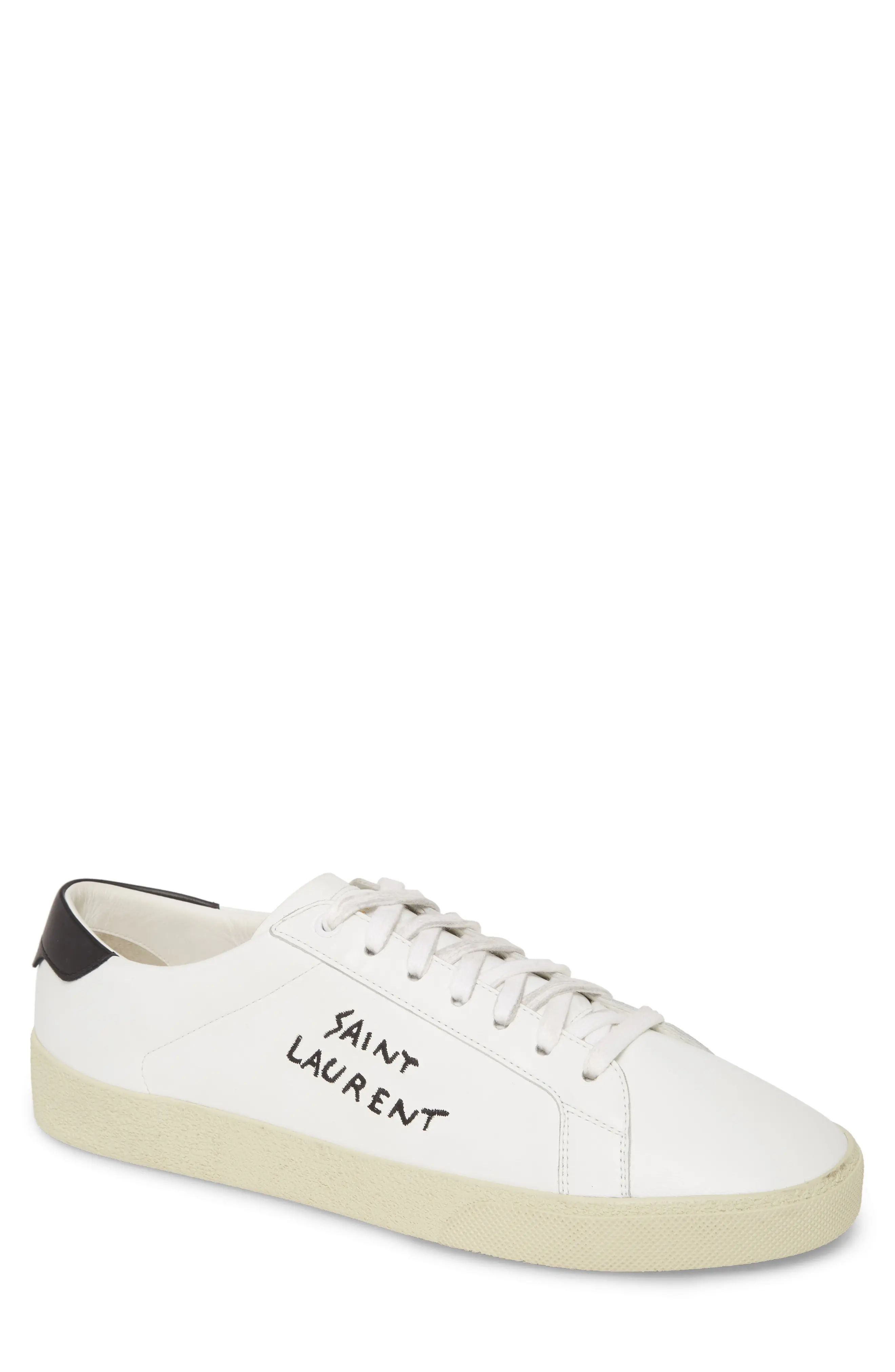 Saint Laurent Low Top Sneaker, Size 11Us in Optic White /Nero at Nordstrom | Nordstrom