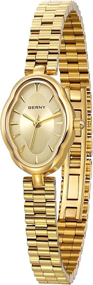 BERNY Gold Watches for Women Dainty Ladies Quartz Watch Vintage Copper Mirrors Shape Japanese Qua... | Amazon (US)