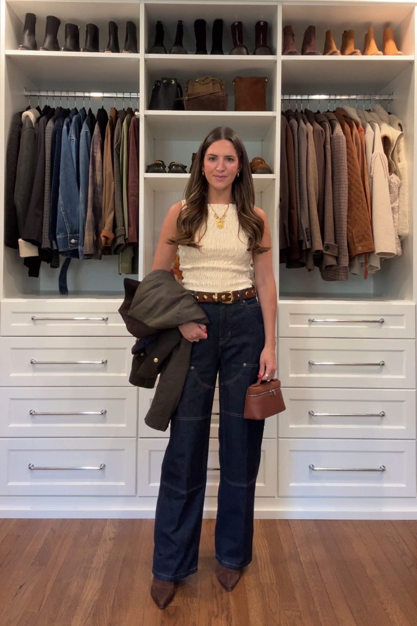 Jeans run big - I sized down 

Fall outfit 
Denim
Barn jacket 

#LTKStyleTip #LTKxMadewell #LTKSeasonal