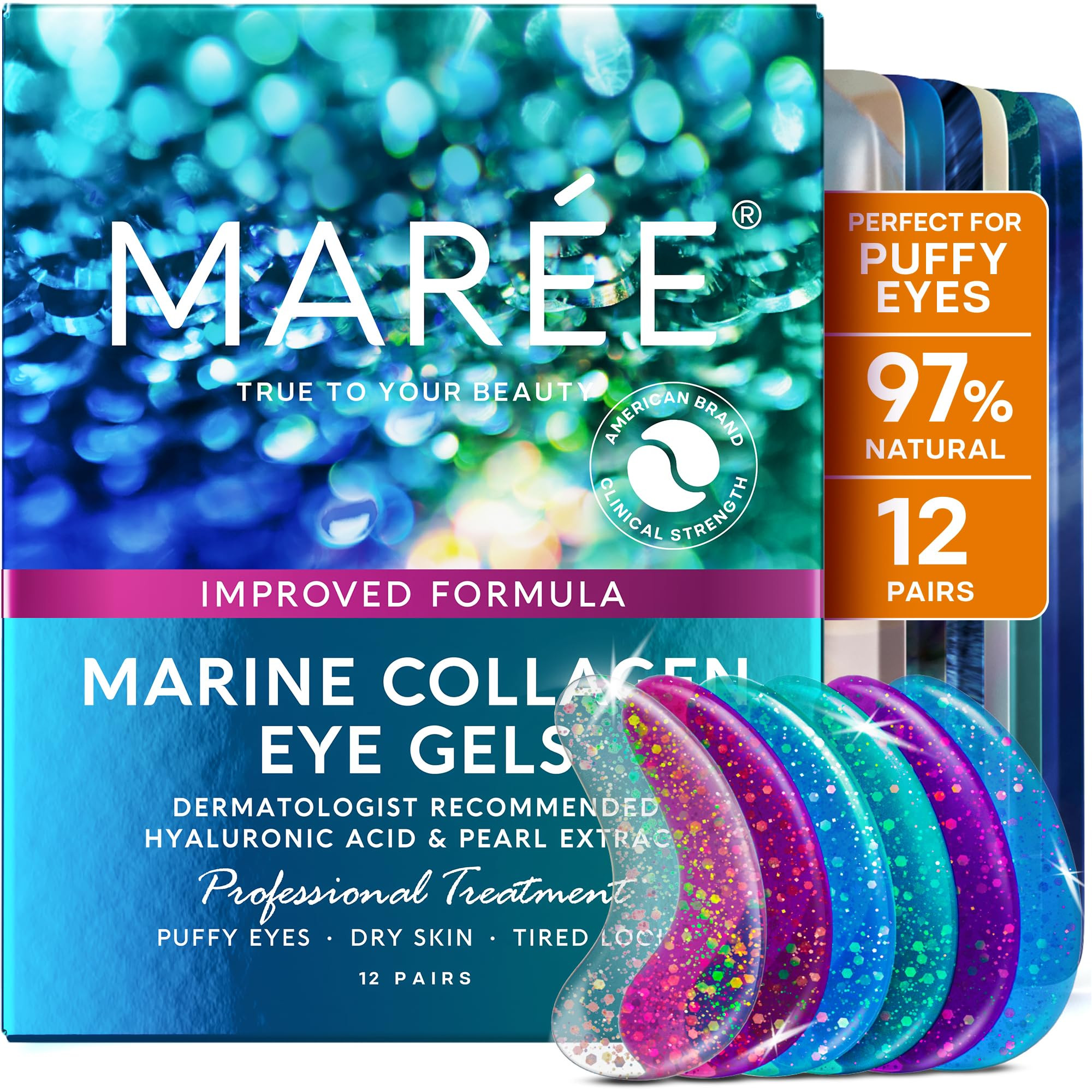 MAREE Eye Gels - Under Eye Patches for Puffy Eyes and Dark Circles with Natural Marine Collagen &... | Amazon (US)