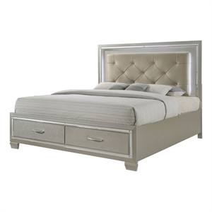 Pemberly Row Modern / Contemporary Queen Storage Bed in Champagne | Homesquare