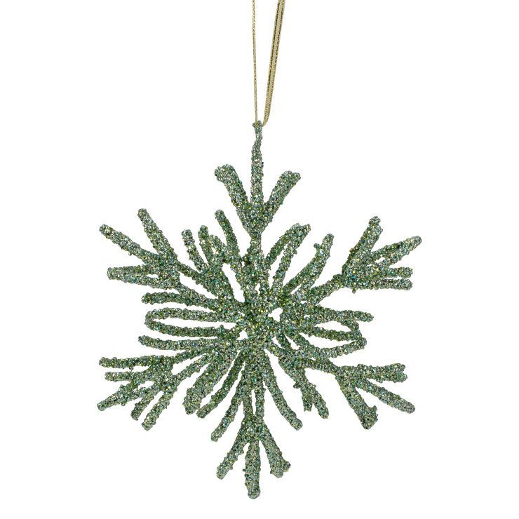 Northlight 7.5" Green Glitter Snowflake Christmas Ornament | Target