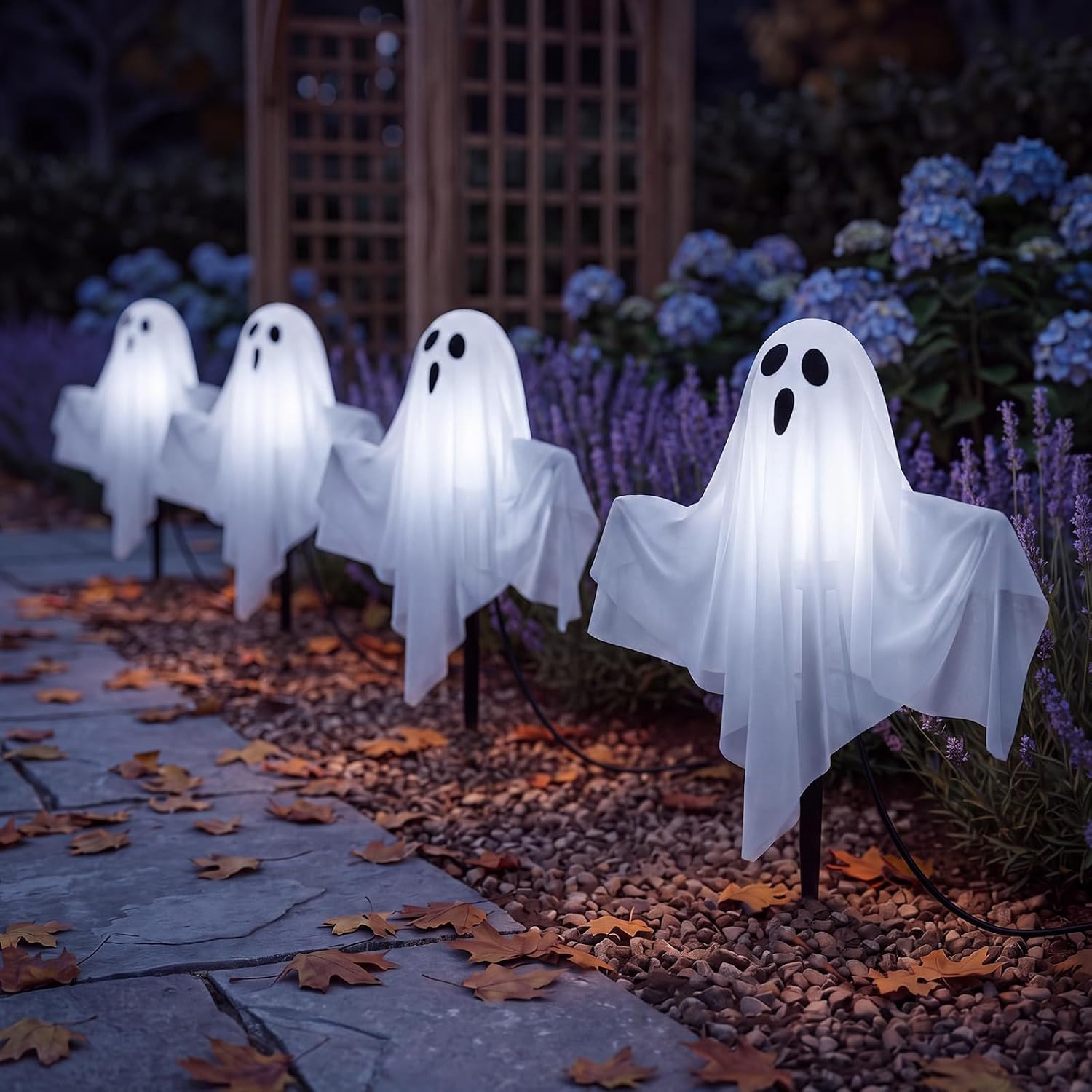 11.5FT Halloween Ghost Pathway Lights, 4 LED Cool White Lights | Amazon (US)