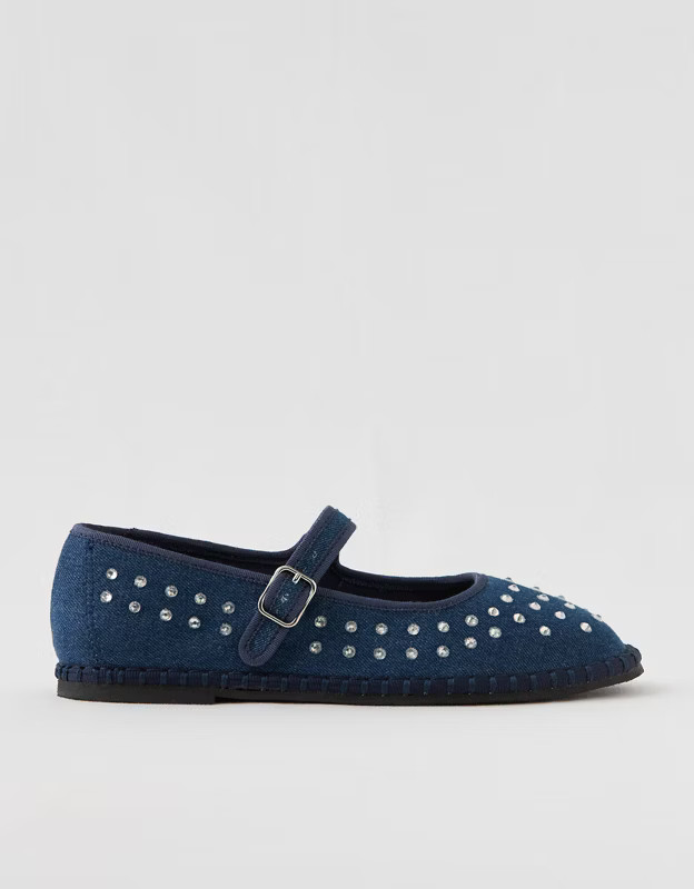 Aerie Denim Mary Jane Ballet Flats | Aerie