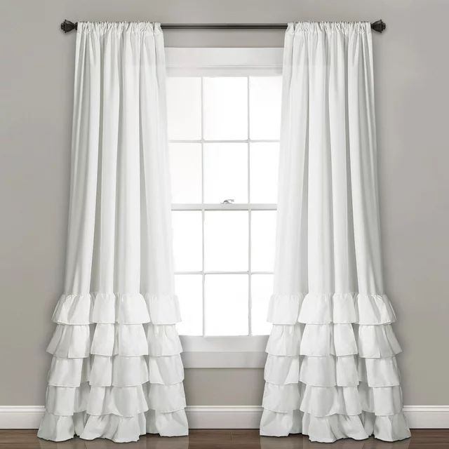 Lush Decor Allison Ruffle Window Panels - White - 84 x 40 | Walmart (US)