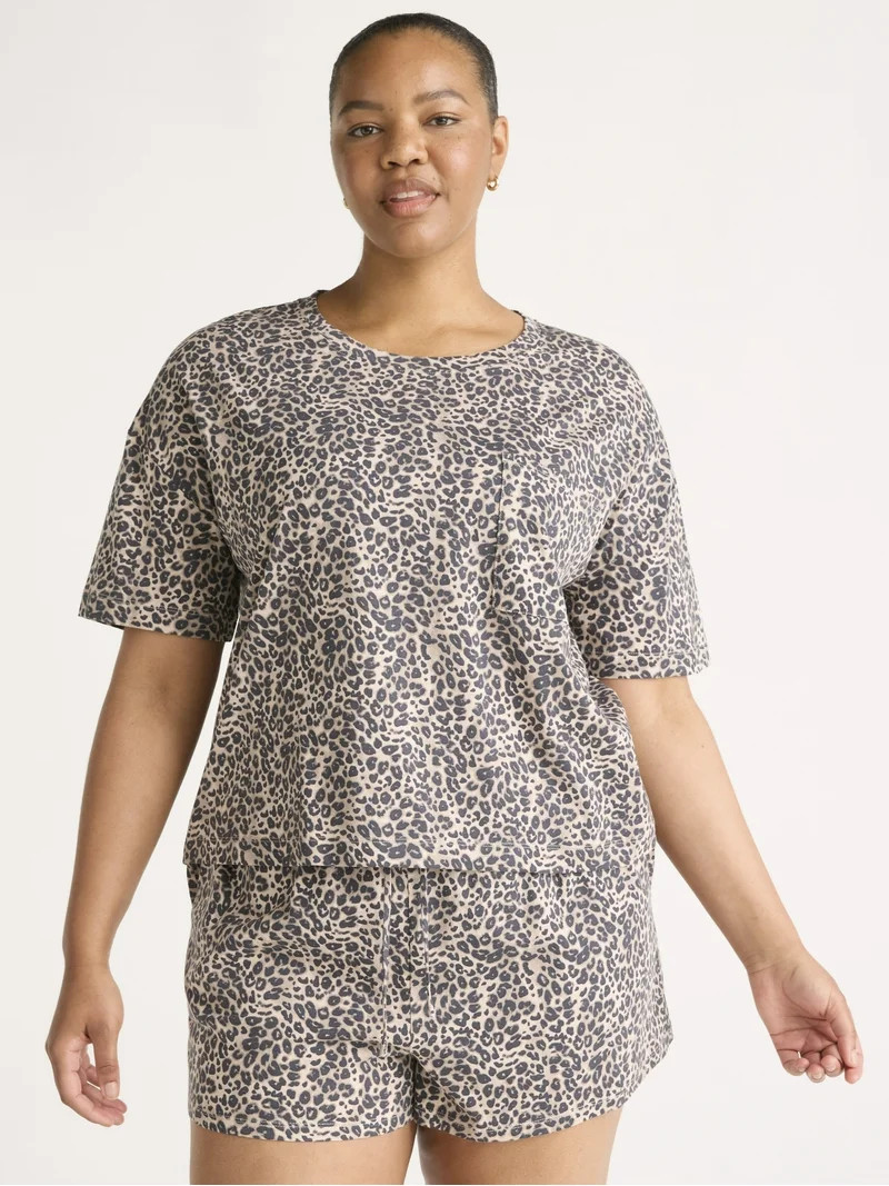 Joyspun Women’s Scoop Neck Sleepwear Tee with Short Sleeves, Sizes S-3X - Walmart.com | Walmart (US)