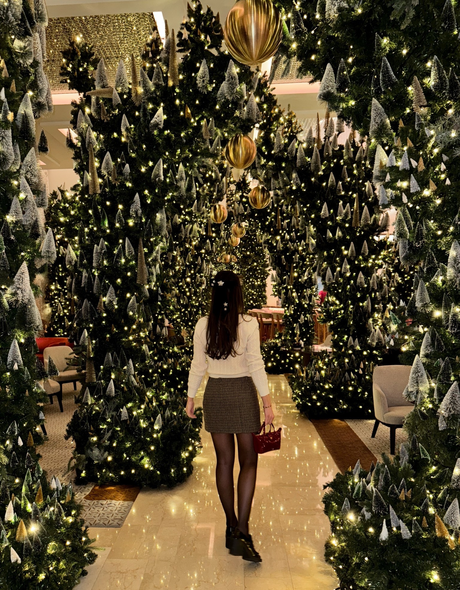 Cozy and festive at the Four Seasons in Milan, Italy, including the perfect plaid mini for the holidays and my favorite sheer black tights 

#LTKHoliday