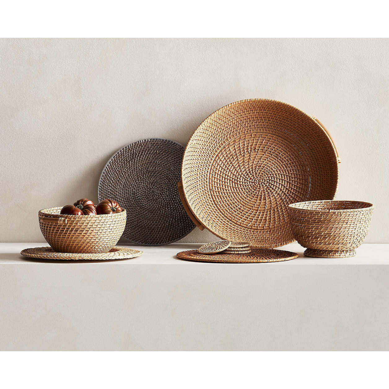 Artesia Honey Woven Rattan Round Placemat + Reviews | Crate & Barrel | Crate & Barrel
