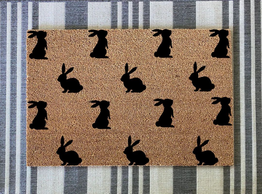 Spring Doormat, Modern Bunny Doormat, Easter Bunny Doormat, Easter Doormat, bunny doormat, door m... | Etsy (US)