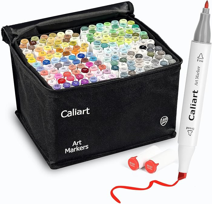Caliart Markers, 168 Colors Dual Tip Art Markers Sketch Pens Permanent Alcohol Based, with Case f... | Amazon (US)