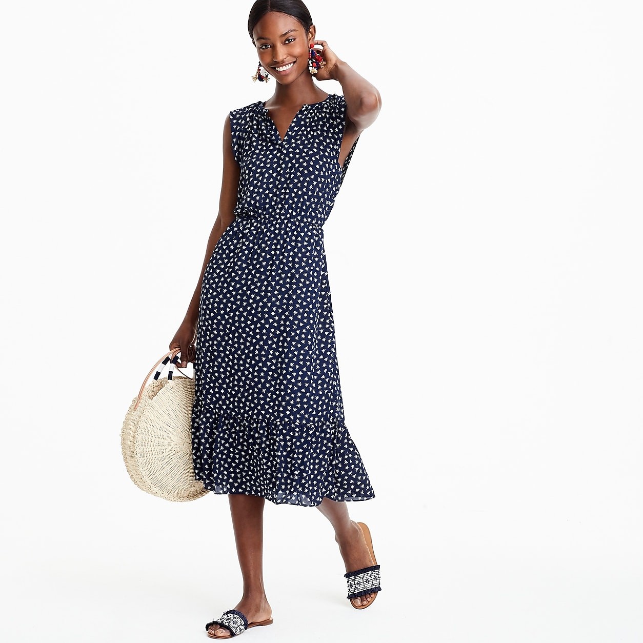J.Crew Mercantile cap-sleeve midi dress in dragonfly print | J. Crew US
