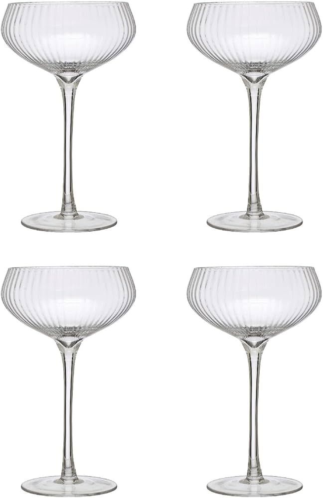 Creative Co-Op Stemmed Coupe, Set of 4, Clear Champagne Glass | Amazon (US)