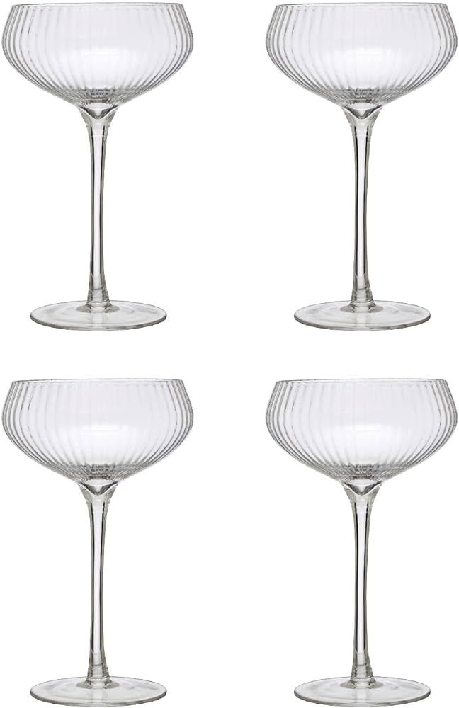 Creative Co-Op Stemmed Coupe, Set of 4, Clear Champagne Glass | Amazon (US)