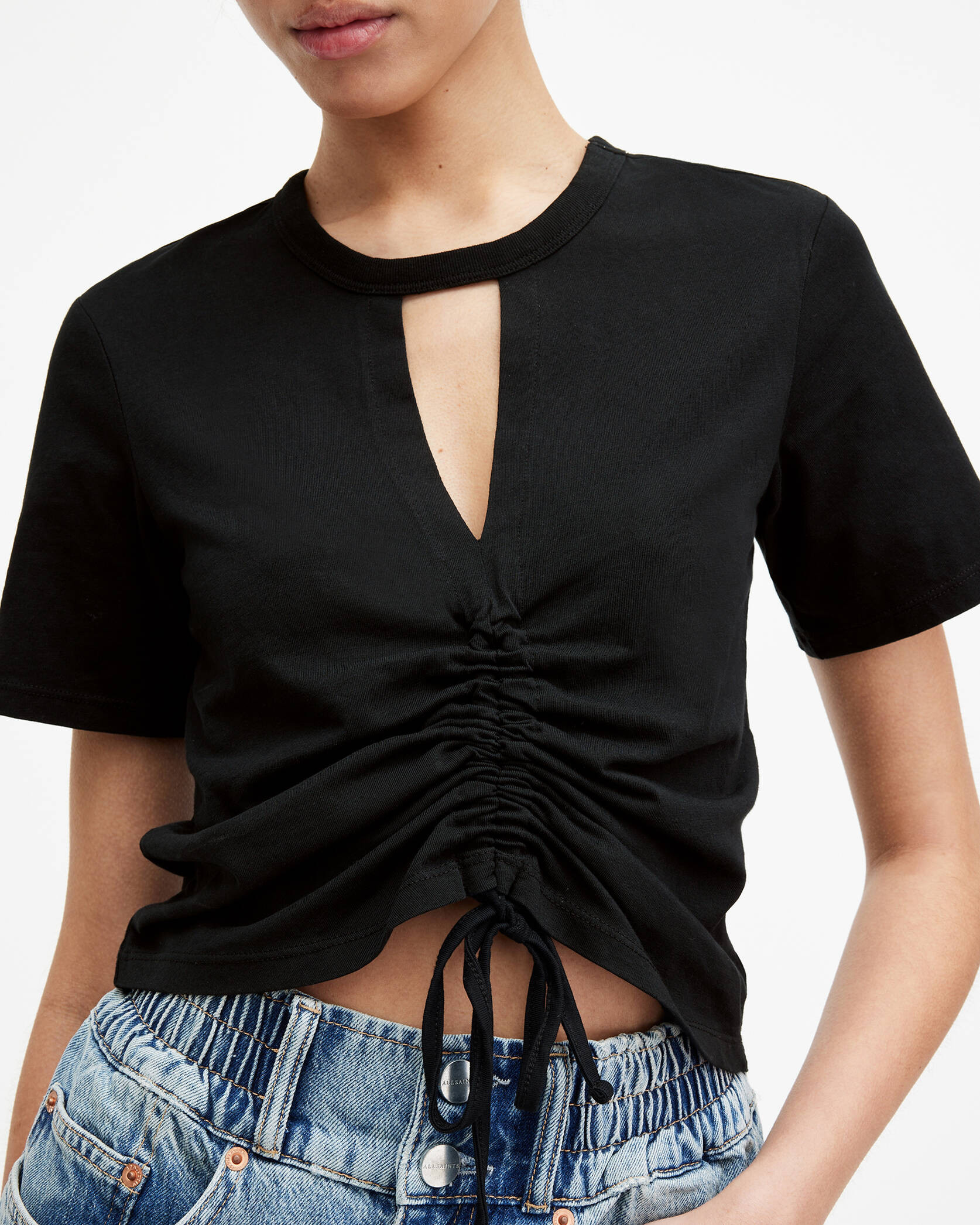 Gigi Centre Drawcord T-Shirt Black | ALLSAINTS US | AllSaints US