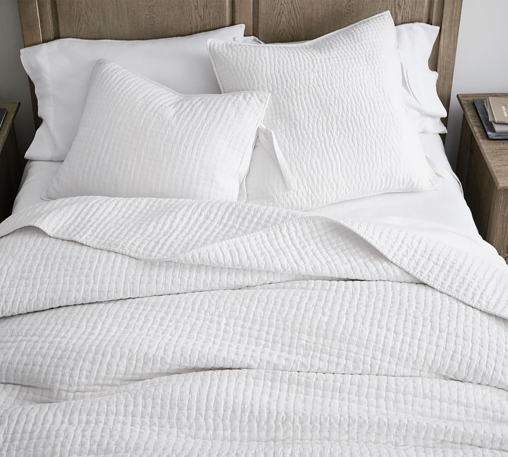 Pick-Stitch Handcrafted Cotton/Linen Quilt | Pottery Barn (US)