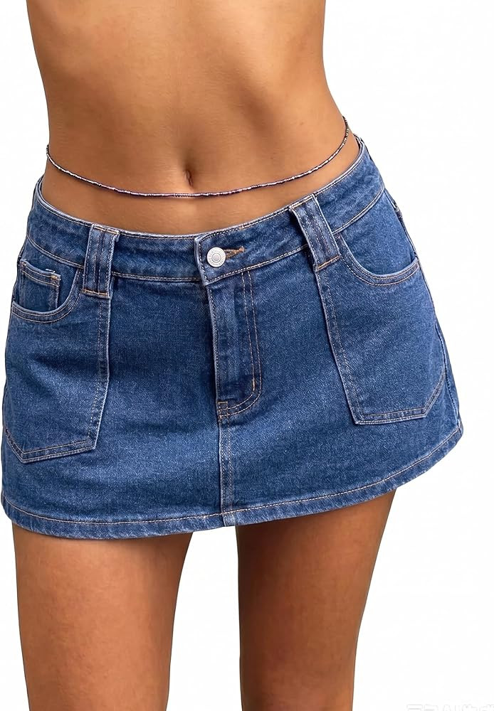 EMMIOL Women Denim Skort Skirt Stretchy Mid Waist Y2K Sexy Mini Skirts Dressy Casual Jean Skorts | Amazon (US)