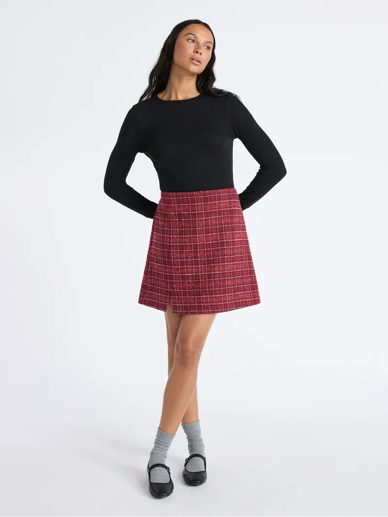Time and Tru Women's Tweed Mini Skirt, Sizes XS-XXXL | Walmart (US)