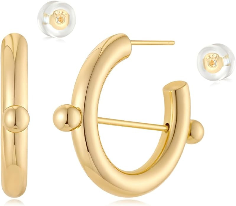 MYEARS Women Hoop Earrings Gold 14K Gold Filled Small Simple Handmade Hypoallergenic Everyday Ill... | Amazon (US)