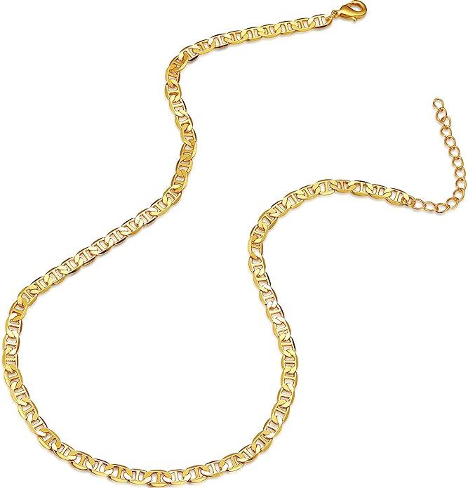 DELLA MODA Womens Mariner Link Chain Necklace | High Polish Thick Curb Chain | Layering Necklace ... | Amazon (US)