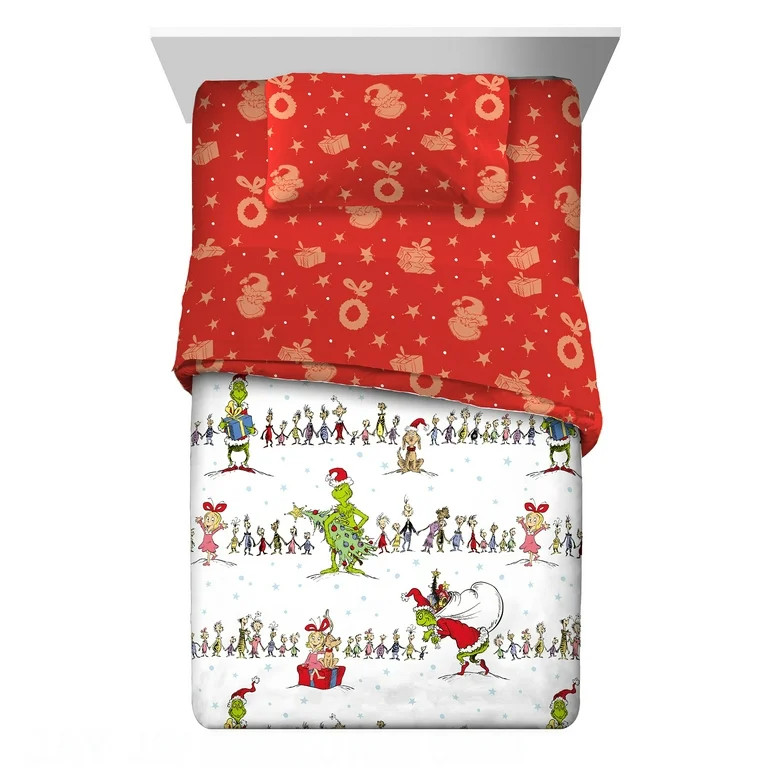 Grinch Kids Full Bed in a Bag, 6Pc Bedding Set, Comforter and Sheets with Bonus Tote | Walmart (US)