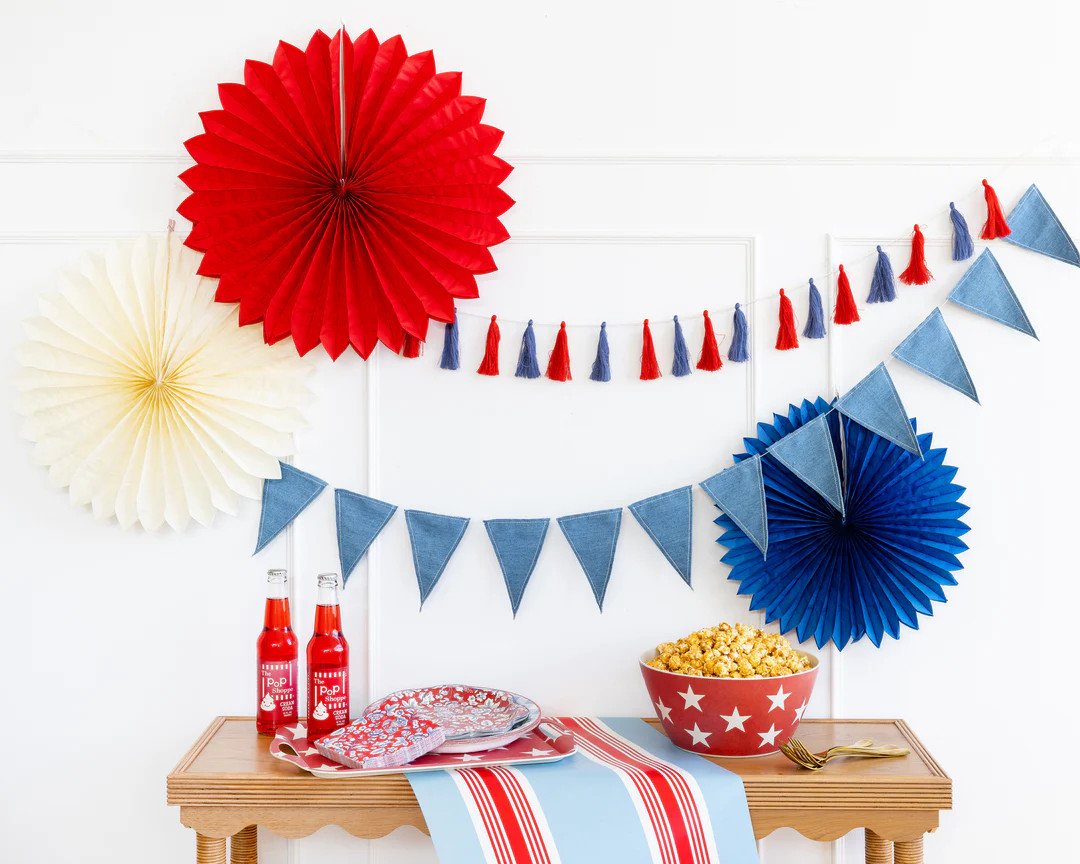 Red White and Blue Tissue Party Fans | My Mind's Eye