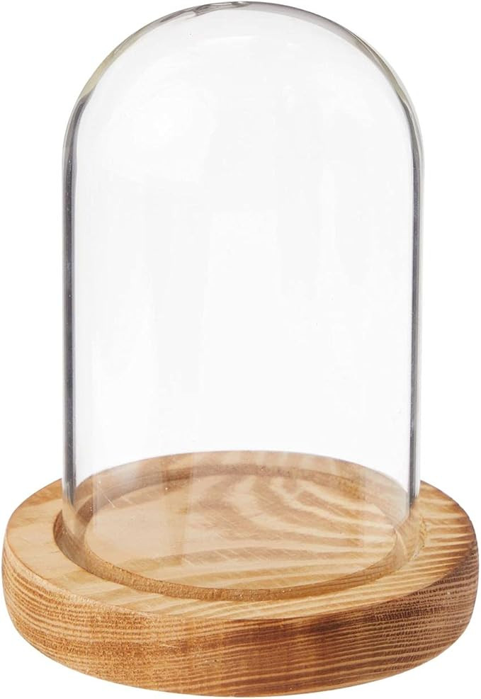 Farmlyn Creek Glass Display Dome Cloche with Wooden Base for Home Decoration (3.5 x 4.7 in) | Amazon (US)