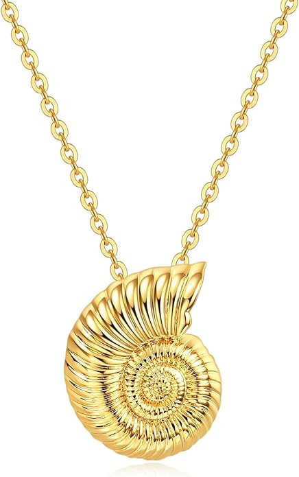 Shell Seashell Necklace for Women,Chunky Gold Beach Conch Shell Necklaces Gifts for Women | Amazon (US)