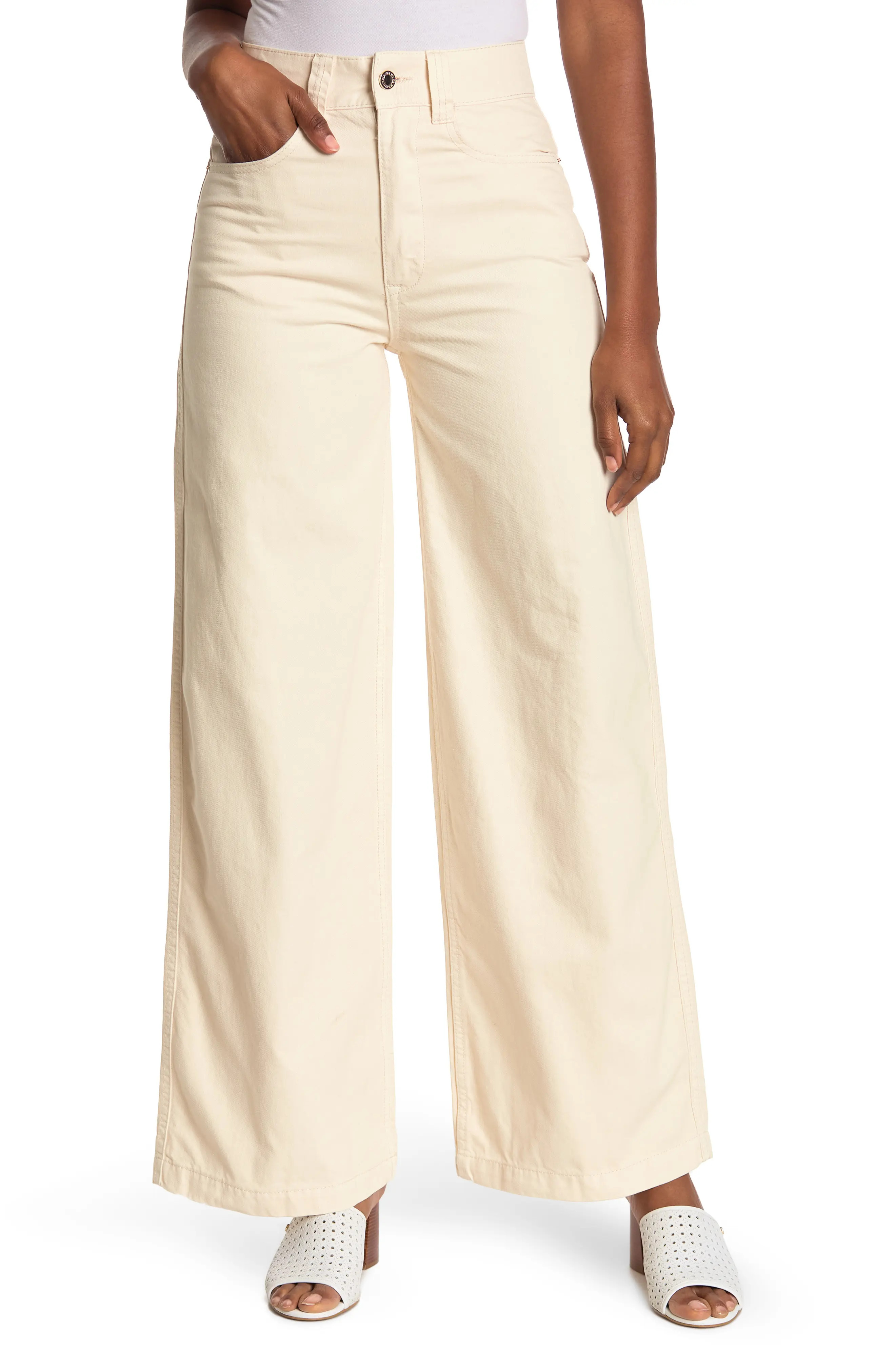 We Wore What Utility High Waist Wide Leg Jeans, Size 32 in Unbleached at Nordstrom | Nordstrom