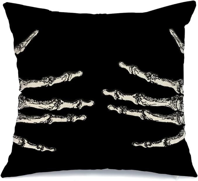AACORS Halloween Decor Throw Pillow Cover 18X18 Skeleton Decorations Farmhouse Decorative Black C... | Amazon (US)